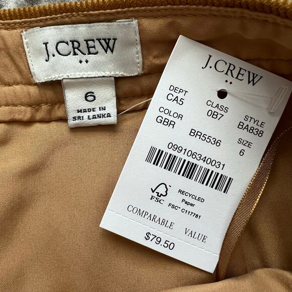 J Crew Factory Brown Corduroy A Line Mini Skirt Buttons 6 NWT Preppy Casual - Picture 3 of 4